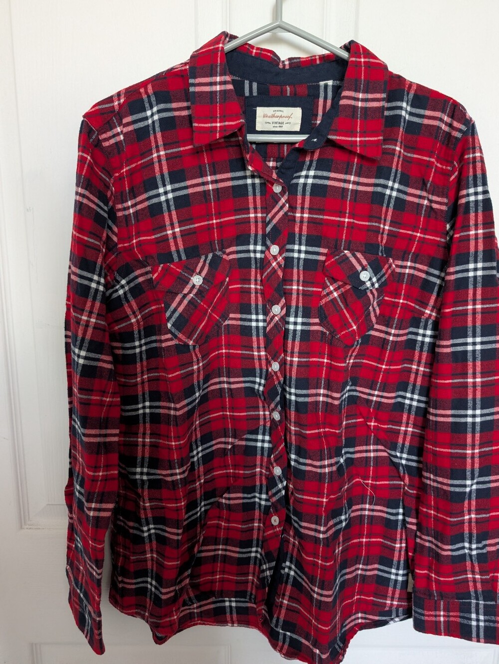 Men's Weatherproof Red Plaid Flannel Shirt XL